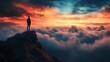 © Kainash - Person Standing on Mountain Overlooking Clouds at Sunset