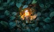 © Raool - Green Innovation inspiring a lightbulb surrounded by lush greenery, symbolizing the fusion of innovation and environmental sustainability, Generative AI