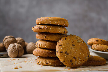 Oatmeal cookies on a light table