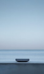 Wall Mural - 54. a simple shelf against a calming ocean backdrop