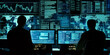 © ki - In the Midst of Financial War, Hackers Launch Cyber Attacks, Disrupting Enemy Financial Systems with Flashing Screens, Tense Data Flows, and Chaotic Trading Interfaces