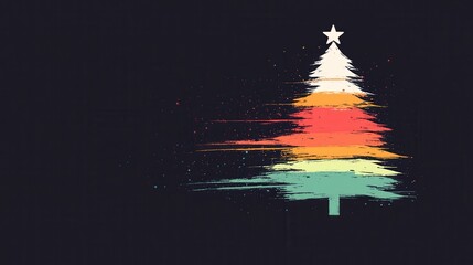 Sticker - Abstract Christmas Tree with Star.