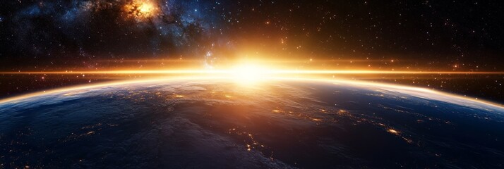 Wall Mural - a breathtaking view of earth rising above a vast, starry expanse, symbolizing our planet's place in 