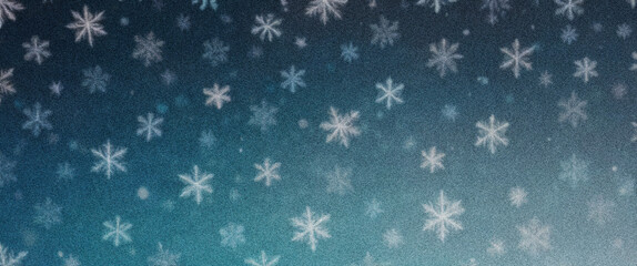 Frosty Winter Wonderland with Grainy Gradient Texture: Teal and Midnight Blue Snowfall for Christmas Cards, Winter Backgrounds, and Seasonal Designs