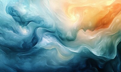 Wall Mural - Abstract background with blue and orange swirls.