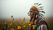 © okaro - Elder in Traditional Headdress Among Vibrant Yellow Flowers