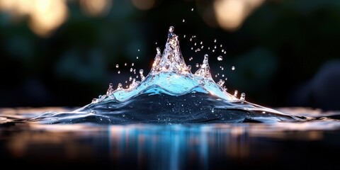 Poster - Water Drop Splash Crown Abstract Photography