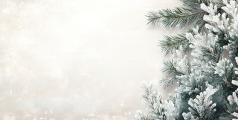 Poster - A winter-themed image featuring frosted pine branches against a soft, light background.