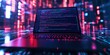 © Orod - glowing laptop screen with lines of code displayed in a futuristic neon-lit digital environment