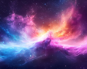Wall Mural - celestial symphony a vivid exploration of cosmic wonders in the depths of space with stunning colors