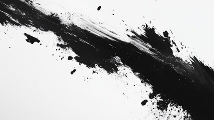 Poster - Abstract Black Brushstroke on White Background