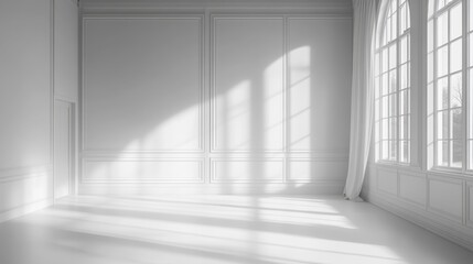 Canvas Print - Bright Empty Room with Large Windows