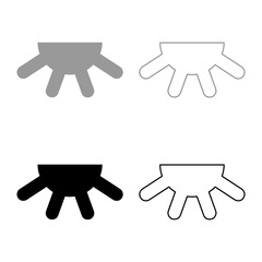 Cow's udder set icon grey black color vector illustration image solid fill outline contour line thin flat style