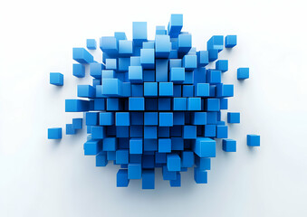 Abstract Blue Cubes 3D Render