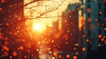 Poster - Bokeh Sunset Cityscape