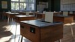 © TopMedia - Wooden Ballot Box in Bright Voting Room
