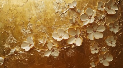 Wall Mural - Golden Floral Luxurious Artwork