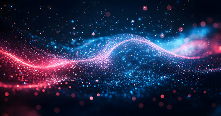 Wall Mural - abstract blue and pink glittering particles.