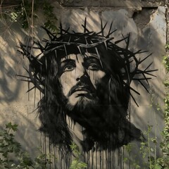 Wall Mural - portrait of the Christ on a wall 