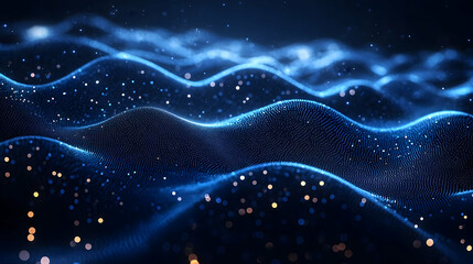 Wall Mural - abstract blue and gold particle waves.