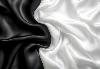 Black and White Silk Fabric Texture.