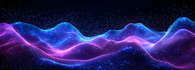 Wall Mural - abstract purple and blue glow waves.