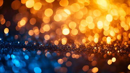 Wall Mural - abstract golden and blue bokeh background.
