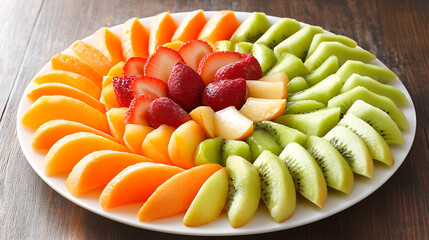 Fresh fruit platter with vibrant colors and variety of textures