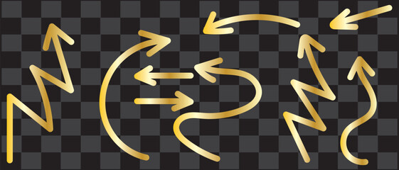 Poster - golden curly arrow shape hand drawn