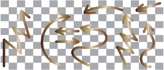 Poster - golden curly arrow shape hand drawn