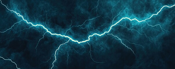 Dynamic lightning bolts illuminating a dark stormy sky, showcasing the power of nature's electrical forces.