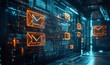 © Raool - Email enveloped in layers of digital encryption, secure transmission of sensitive information with intricate digital patterns and symbols representing, Generative AI