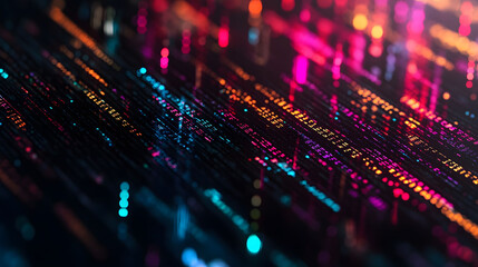 Colorful handwritten code snippets scattered chaotically on a solid background, creating an abstract digital art piece.