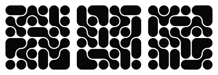 Wall Mural - collection of abstract composition of bold circles connected to each other. liquid shapes in a seaml