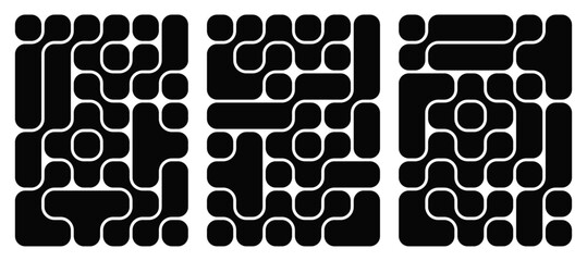 Wall Mural - collection of abstract composition of bold rounded rectangles connected to each other. liquid shapes
