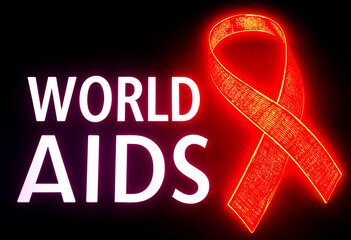 HIVAIDS Awareness Standing Together With Dark Background