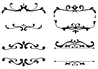 Wall Mural - luxury black flourish ornament png badge sticker collection