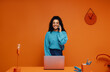 © Jacob Lund - Entrepreneur talking in vibrant monochromatic office