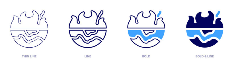 Global warming renewable resources icon in 4 different styles. Thin Line, Line, Bold, and Bold Line. Duotone style. Editable stroke