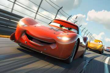 Beautiful fictional cartoon car with pronounced headlights