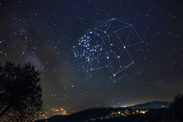 Astrological composition with empty starry sky for zodiac sign symbol