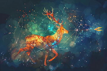 Astrological composition with concept of Deer zodiac sign symbol