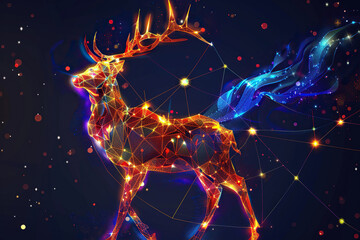 Astrological composition with concept of Deer zodiac sign symbol