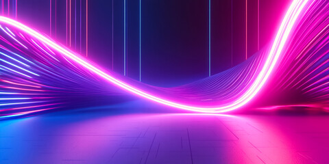 Wall Mural - A vibrant background of flowing neon-colored wave lights, with smooth, dynamic motion creating an energetic and futuristic visual effect, perfect for digital art and modern designs.