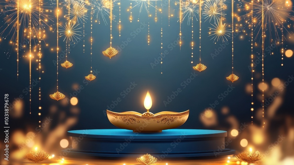 Banner design for diwali festival and podium,Diwali light decoration ...