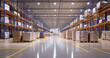 © Narong - Spacious Modern Warehouse with Stacked Pallets and Boxes