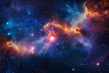 Wall Mural - astrological composition with empty starry sky for zodiac sign symbol
