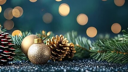 Wall Mural - christmas balls on a golden christmas background. ready for product montage.