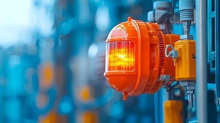 Leinwandbilder - Flashing Alert Siren in Industrial Security Control Room Monitoring System for Emergency Warning and Hazard Detection in Manufacturing Facility or Factory Environment