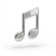 © Minerva Studio - Silver chrome music note symbol floating on white background